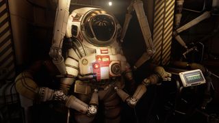 Ontos screenshot - spacesuit in a docking station
