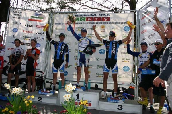 The elite men's podium at the Marlene Sunshine Race