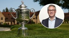 The PGA Championship trophy and an inset of Terry Clark