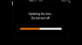 Sony lens firmware update screen