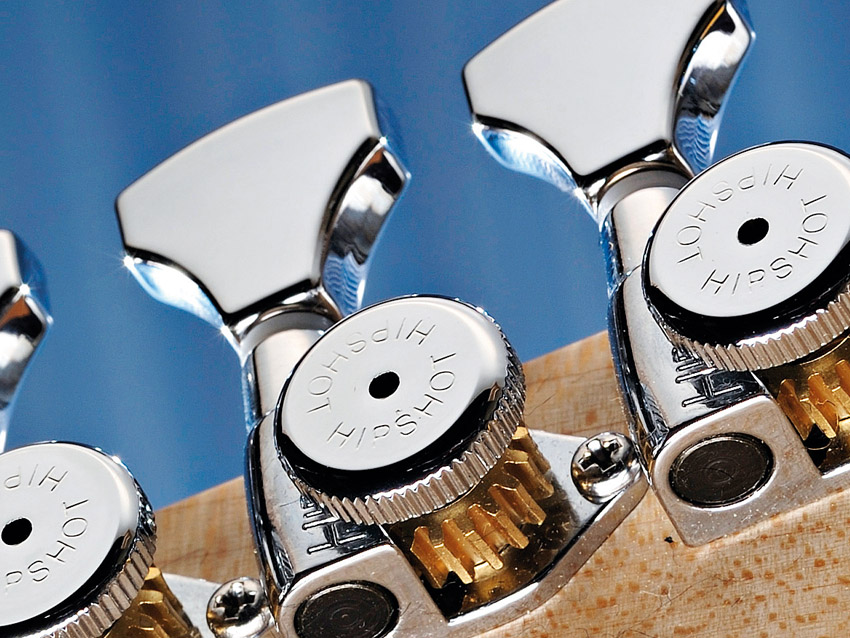 The Hipshot tuners provide a stable base for the Variax's magnetic sounds.