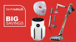 A selection of Shark products are pictured against a red background with "big savings" written in white.