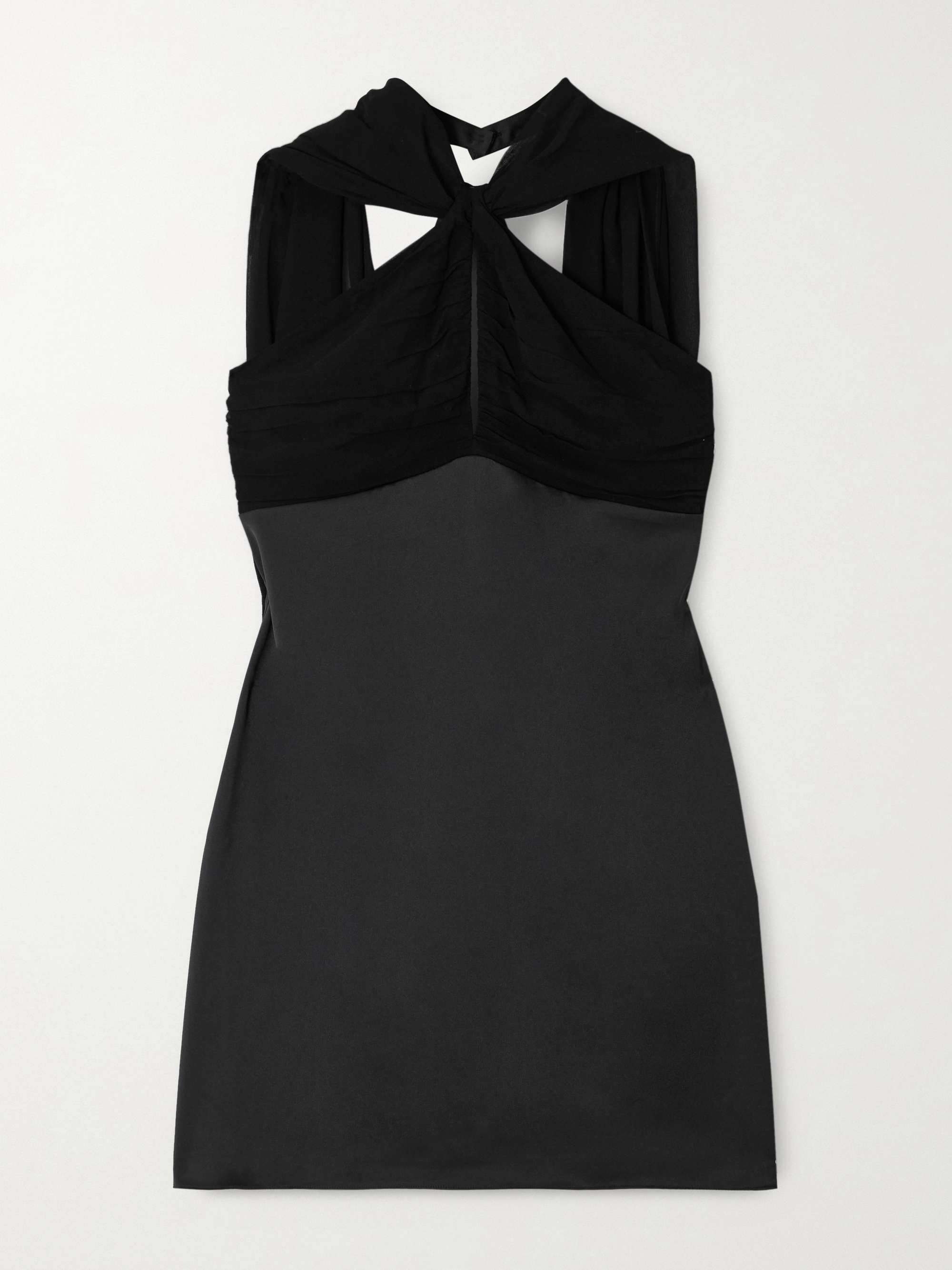 Solene Ruched Chiffon and Satin-Crepe Mini Dress