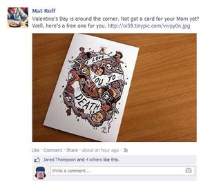 Posting free content engages users and encourages them to share your image. Credit: Mat Roff - Mat Roff - www.facebook.com/MatRoffArtist