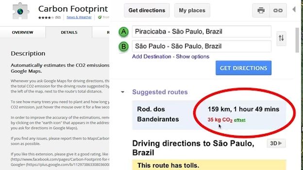 Carbon Footprint for Google Maps