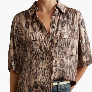 Reiss Maya Snake Print Button-Up Shirt