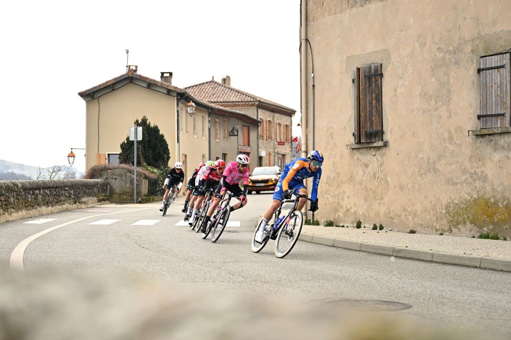 GUILHERANDGRANGES FRANCE MARCH 01 Joris Chaussinand of France and Team CIC U Nantes leads the breakaway during the 25th FaunArdeche Classic 2025 a 1659km one day race from GuilherandGranges to GuilherandGranges on March 01 2025 in GuilherandGranges France Photo by Billy CeustersGetty Images