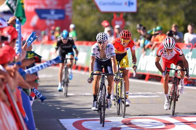 Alejandro Valverde (Movistar) takes the time bonus for second on the stage