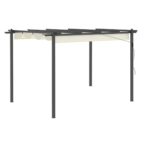 B&Q, Outsunny 4 x 3(m) Aluminium Pergola Gazebo Garden Shelter w/ Retractable Roof