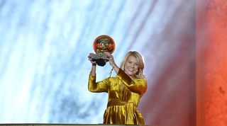 Ada Hegerberg of Norway and Olympioque Lyonnais wins the 2018 Ballon D'Or at Le Grand Palais on December 3, 2018 in Paris, France