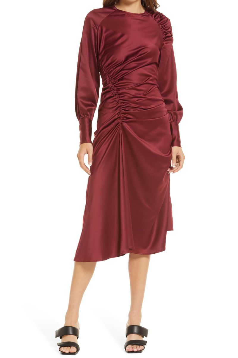 Amy Lynn Asymmetrical Long Sleeve Midi Dress