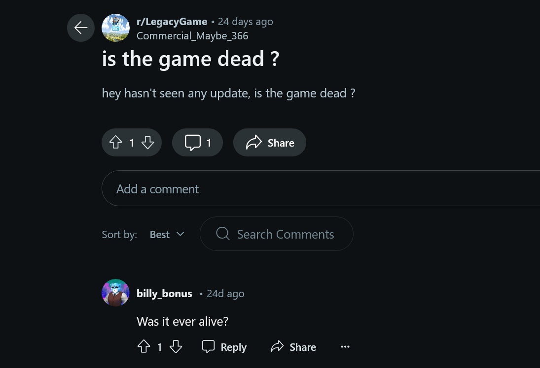 Is the game dead? Was it ever alive?