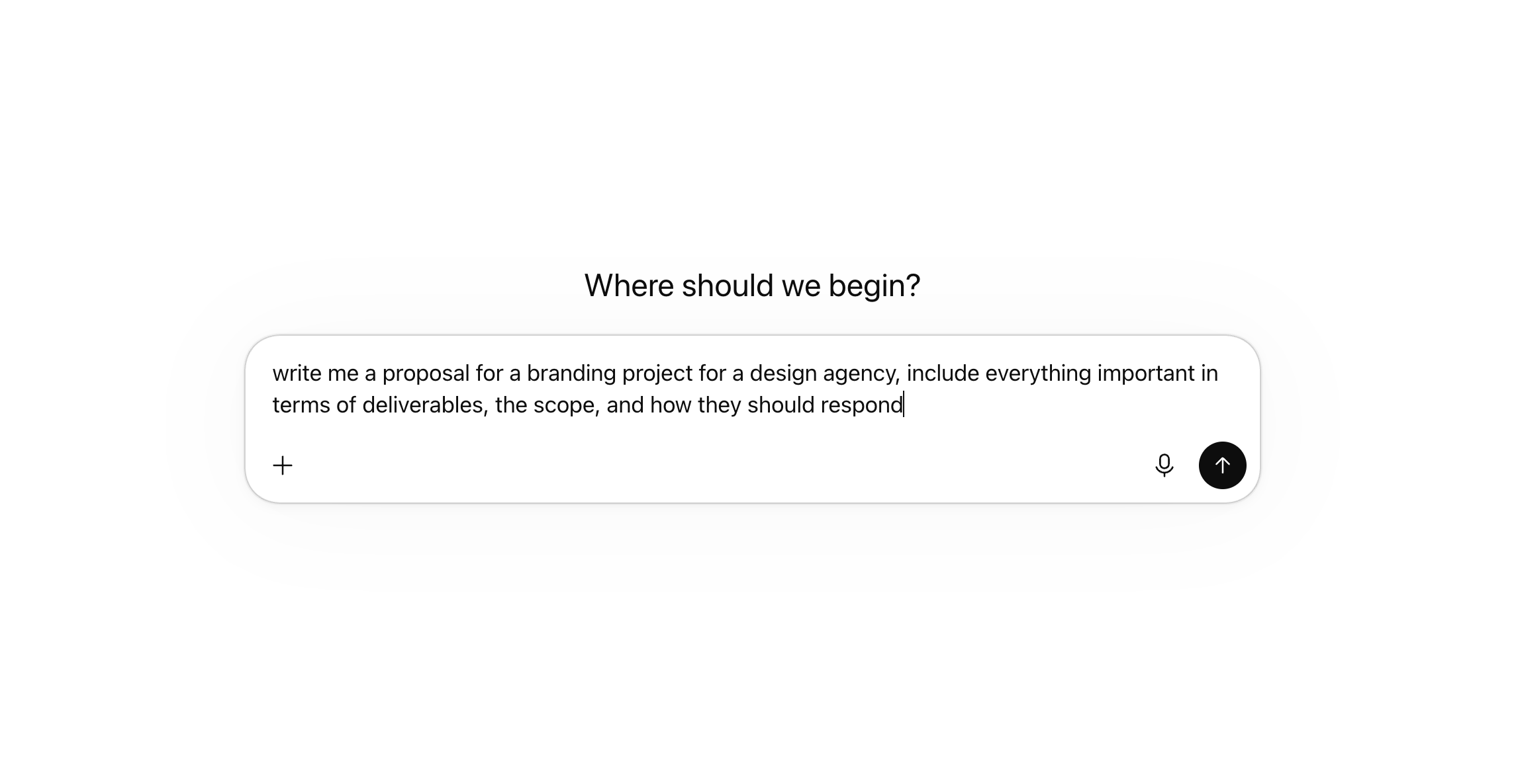 An AI chatbot being asked to create a brief for a design agency