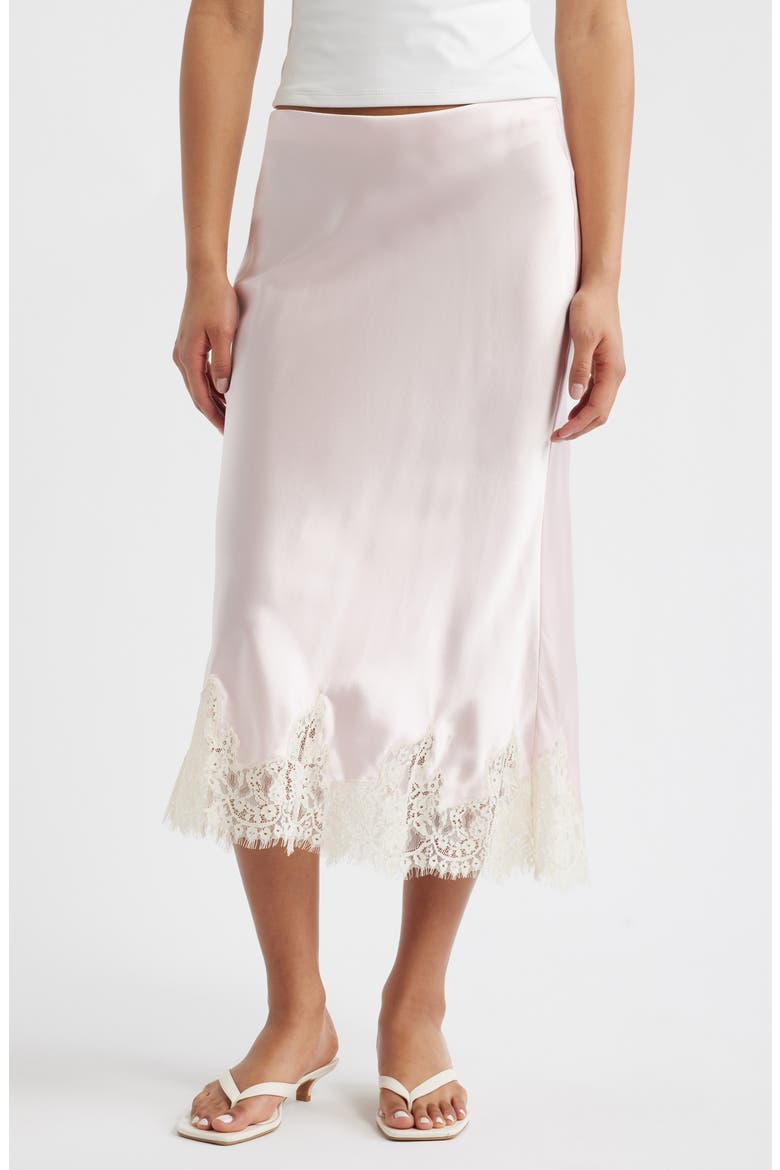 Carolina Lace Trim Silk Midi Skirt