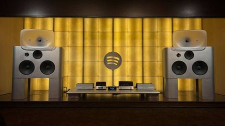 The stereo setup inside the Spotify Listening Lounge