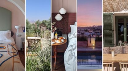Collage showing the best hotels in the world right now 