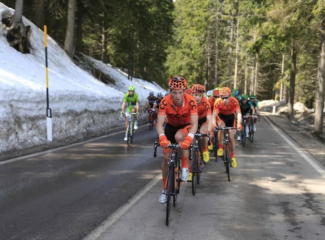 The CCC Polsat Polkowice team of race leader Josef Cerny at the front