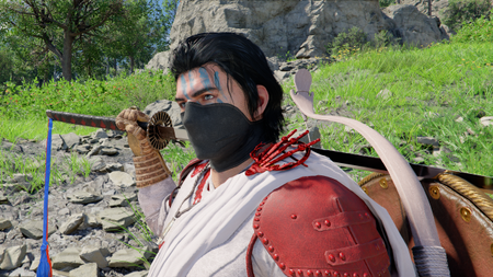 Kliff holding a katana in Crimson Desert