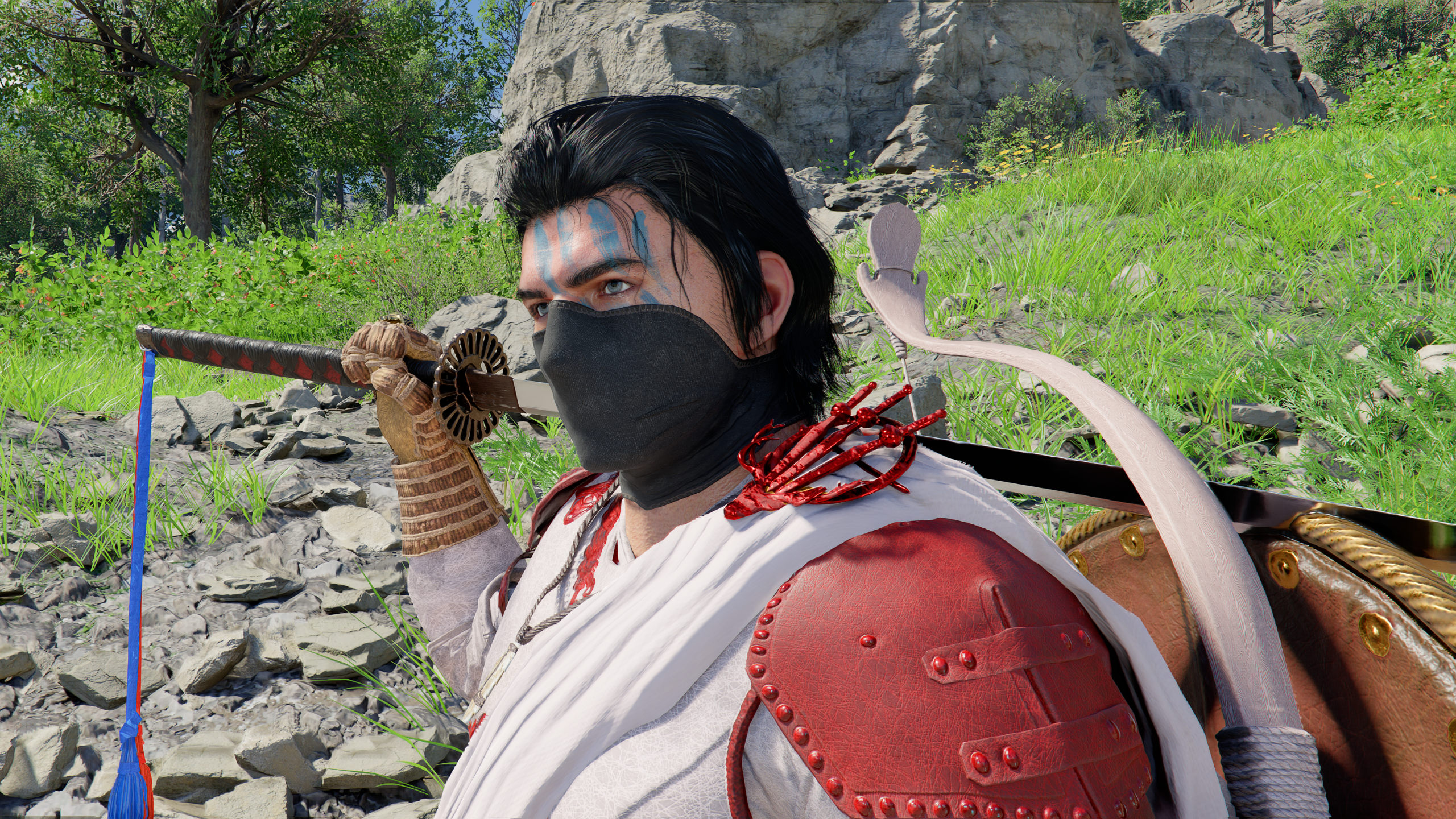 Kliff holding a katana in Crimson Desert