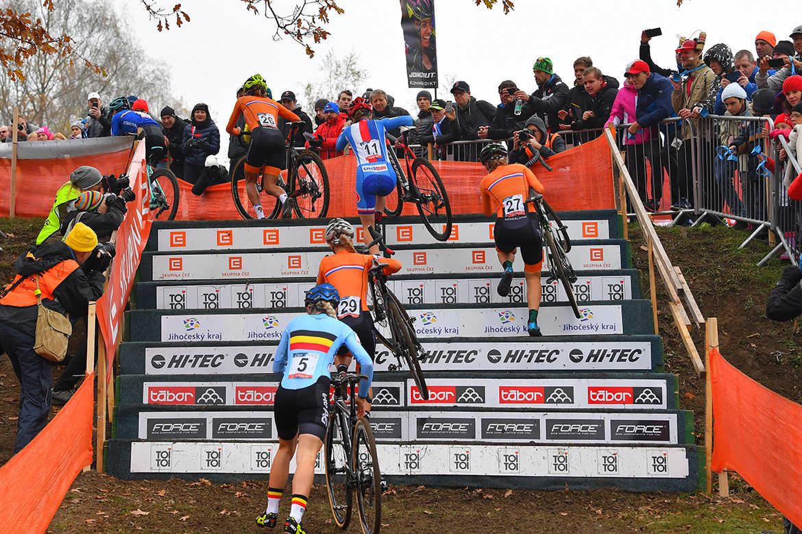 The under-23 women's race at the European Cyclo-Cross Championships in Tabor.