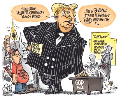 Political cartoon U.S. Donald Trump 2016 decision