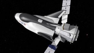 An artist's rendering of Dream Chaser with its cargo module.
