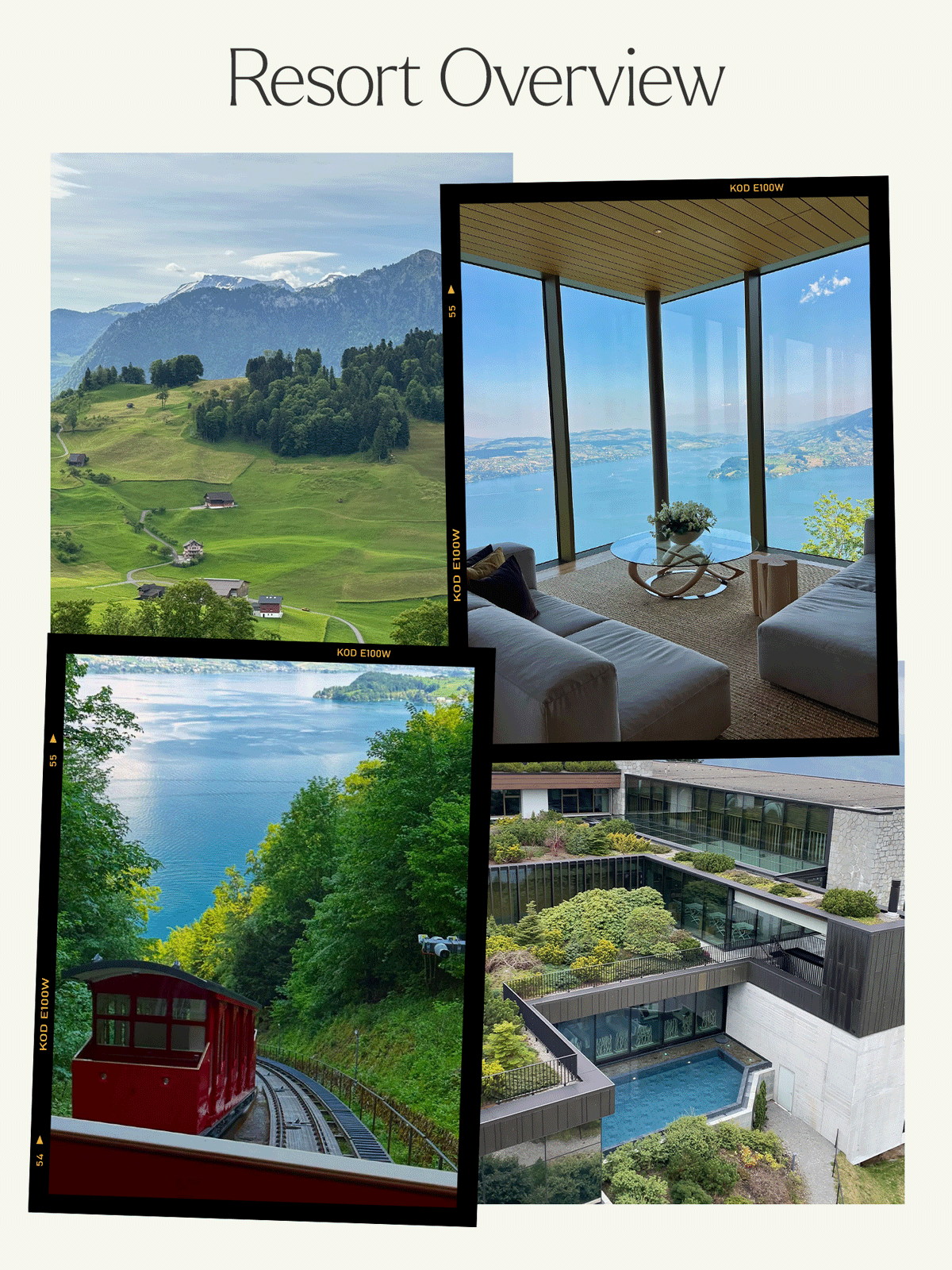 a collage of images at the Burgenstock Resort