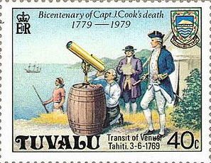 A stamp commemorating Cook's transit expedition.
