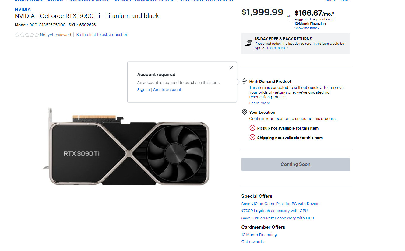 RTX 3090 Ti at Best Buy