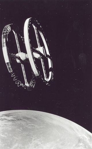 The space station from the movie "2001: A Space Odyssey."