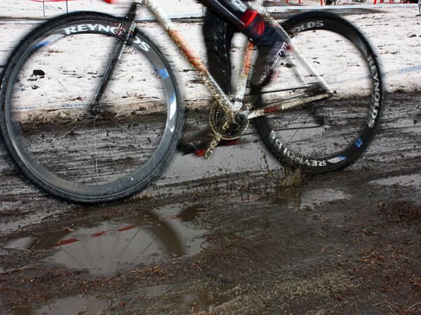 Numerous sections of standing water on-course will make racing messy and cold.
