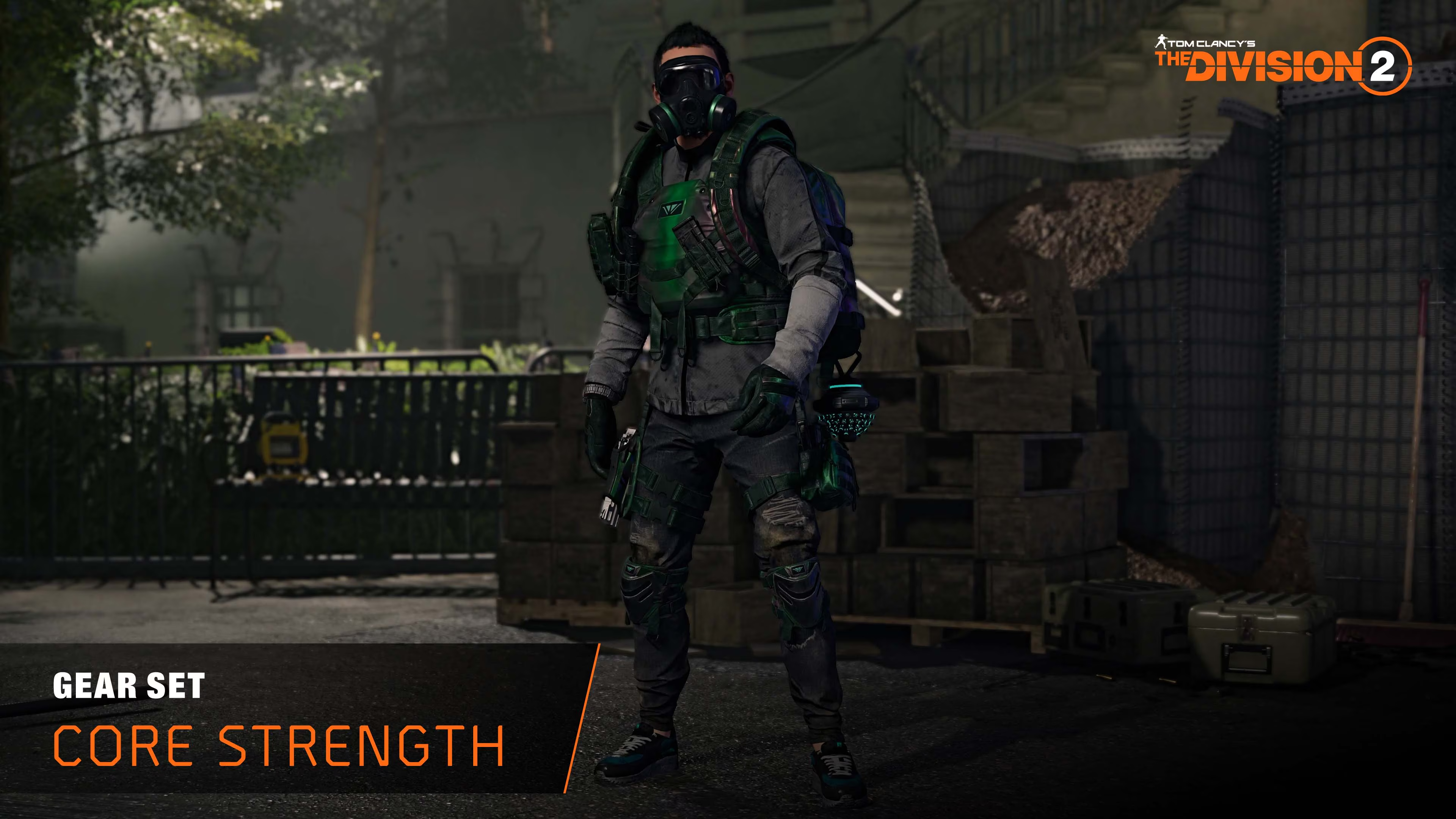 Artwork from The Division 2's latest update 'Rise Up' showing an agent wearing hte new Core Strength gear.