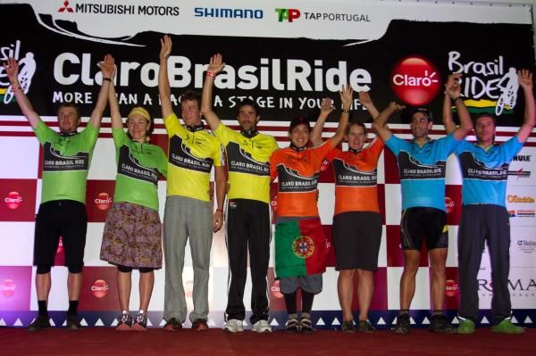 Brian and Jenny Smith in the green mixed teams leader's jersey