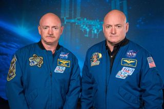 Astronaut Scott Kelly along with his twin brother former Astronaut Mark Kelly, at the Johnson Space Center, Houston, Texas.