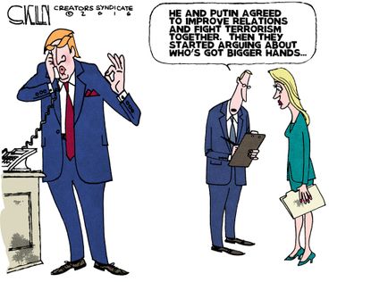 Political cartoon U.S. Donald Trump Vladimir Putin foreign relations