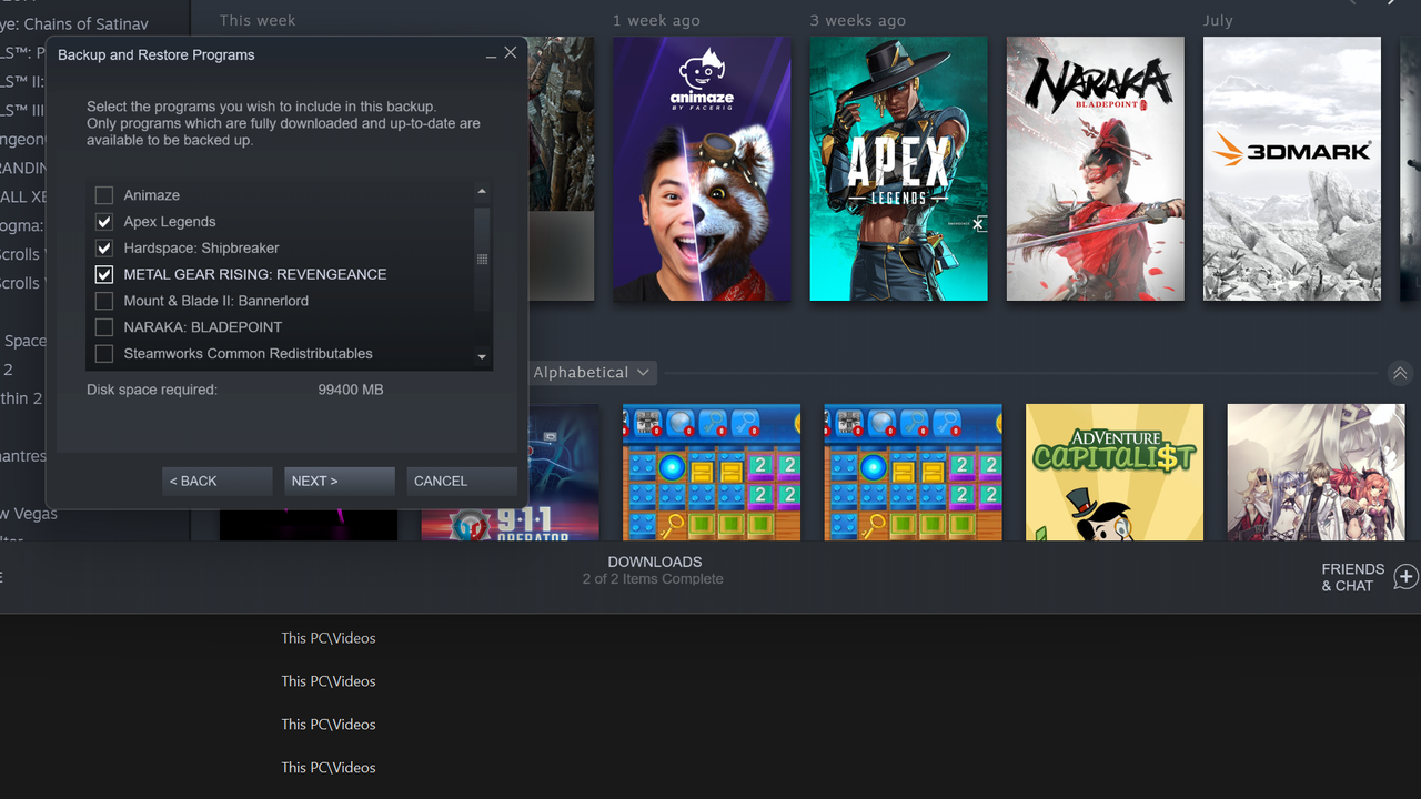Steam Library Backup Process