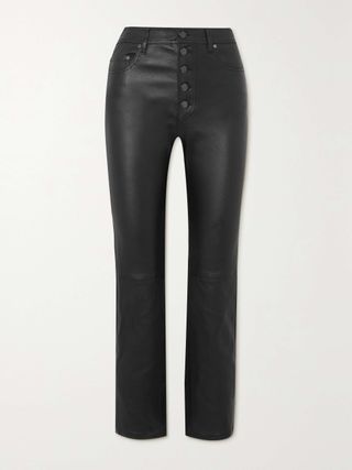 Den Cropped Leather Straight-Leg Pants