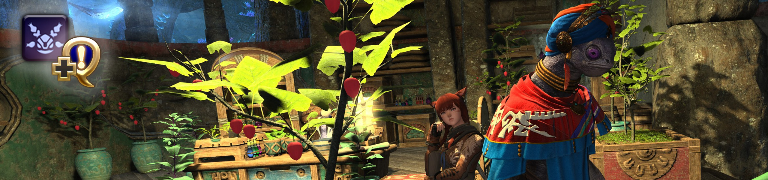 In the left corner of the banner, there's an FF14 sidequest icon indicator along with the Mamool Ja Allied Society icon.