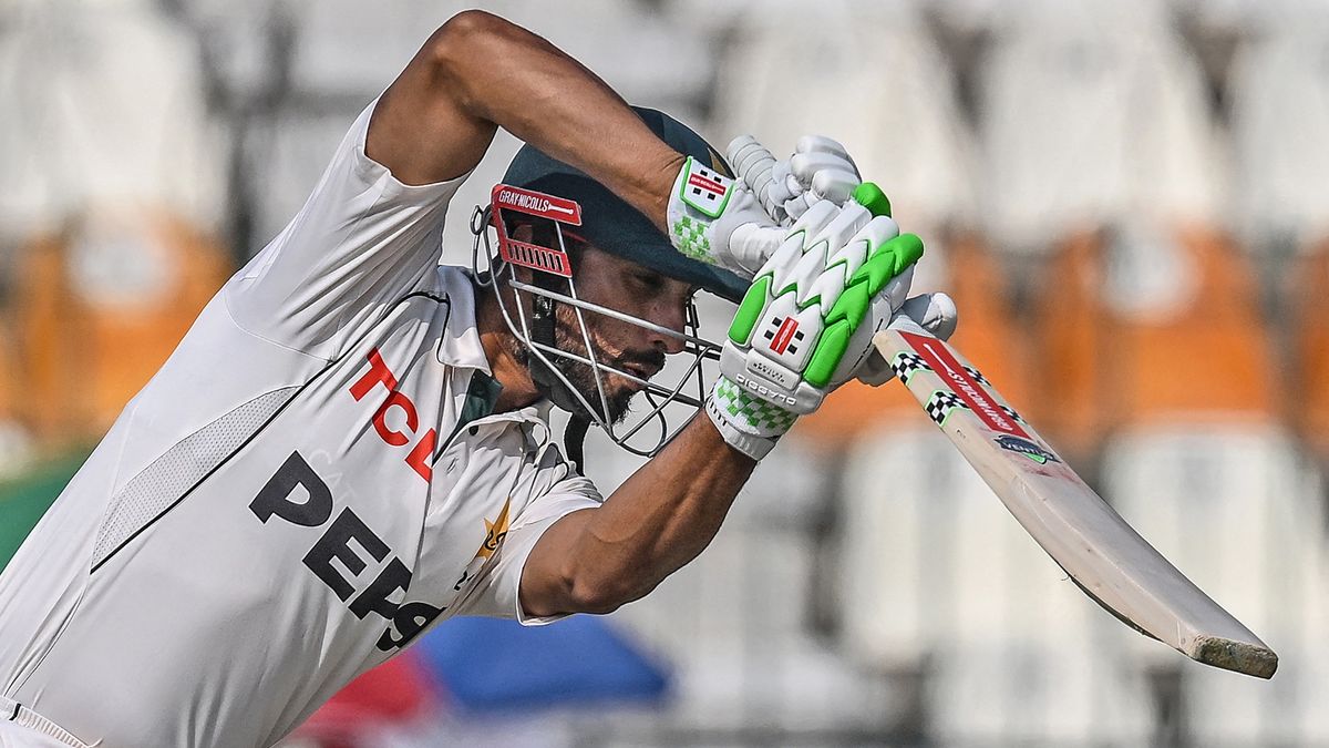 Shan Masood plays a shot during the fourth day of the first Test cricket match between Pakistan and England ahead of the Pakistan vs England 2nd Test 