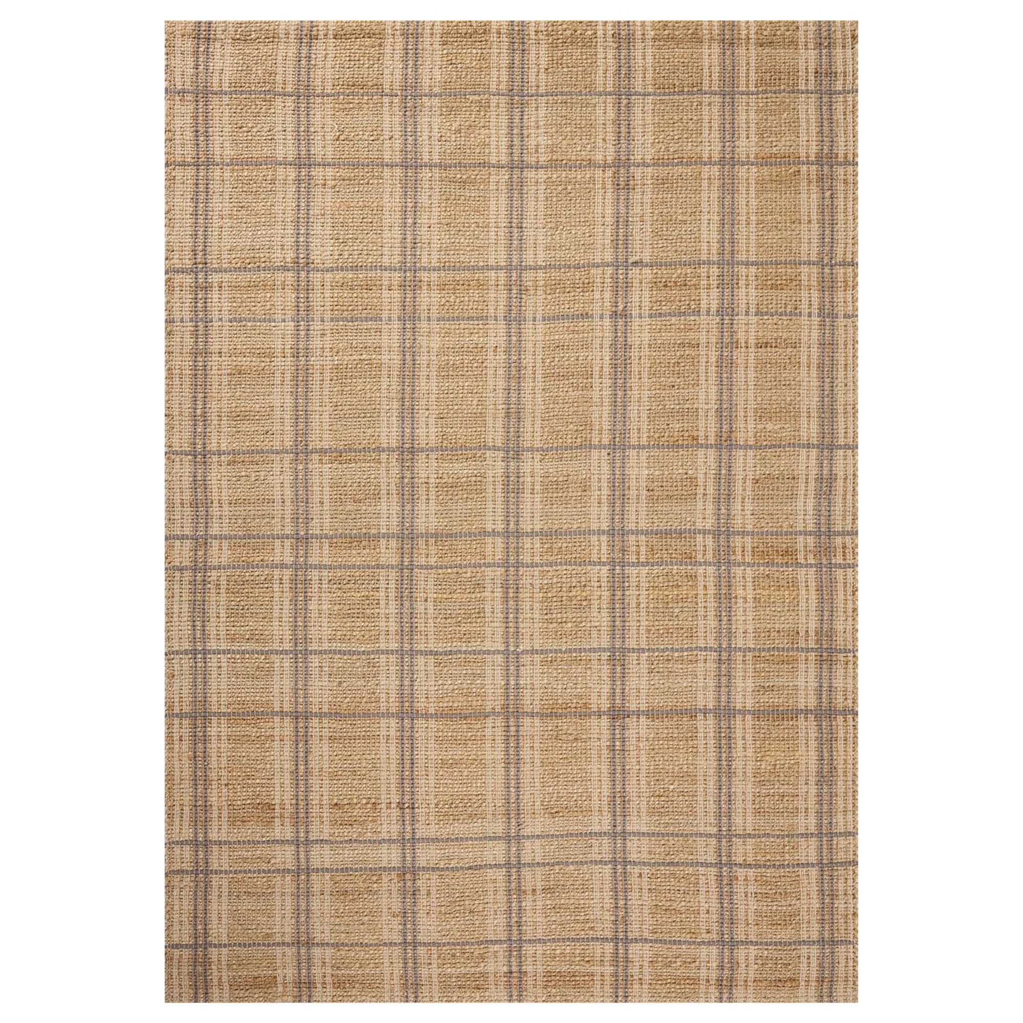 Jute rug with gray checked stripes