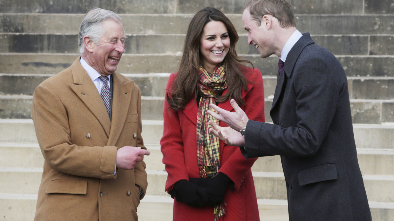 Prince Charles, Prince of Wales, known as the Duke of Rothesay, Catherine, Duchess of Cambridge, known as the Countess of Strathearn, and Prince William, Duke of Cambridge, known as the Earl of Strathearn, when in Scotland