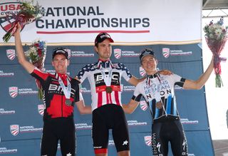 Brent Bookwalter, Joey Rosskopf and Neilson Powless on the 2016 US pro time trial podium