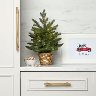 Kitchen with mini christmas tree