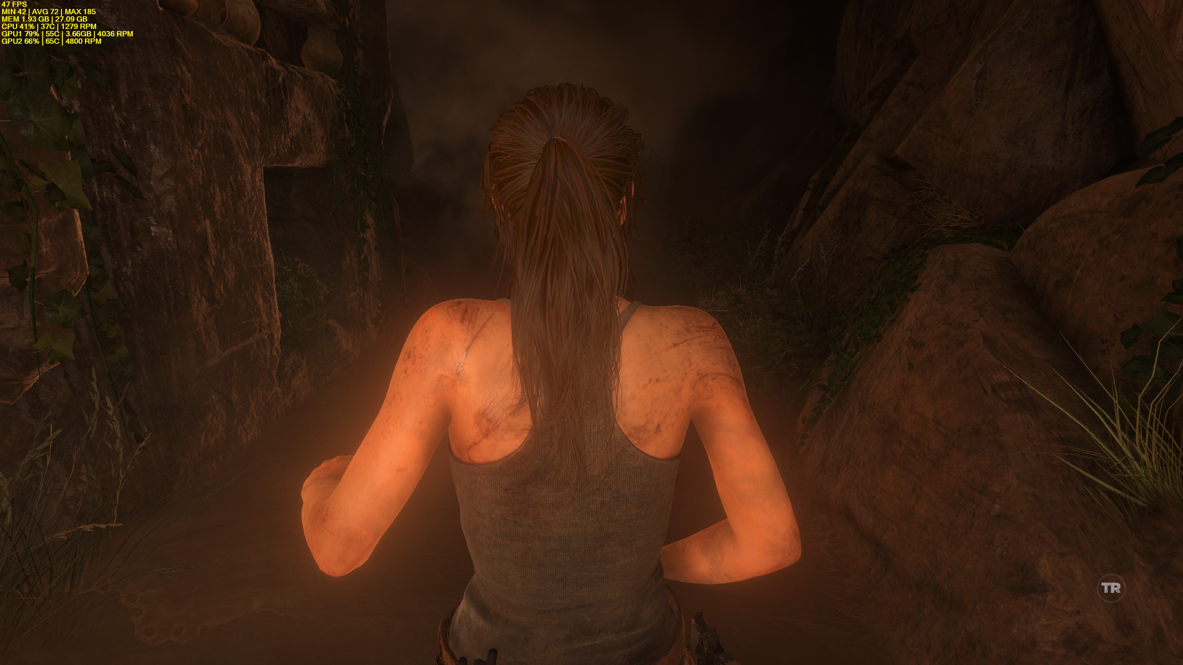 Get used to looking at Lara's hair. You'll be doing it a lot.