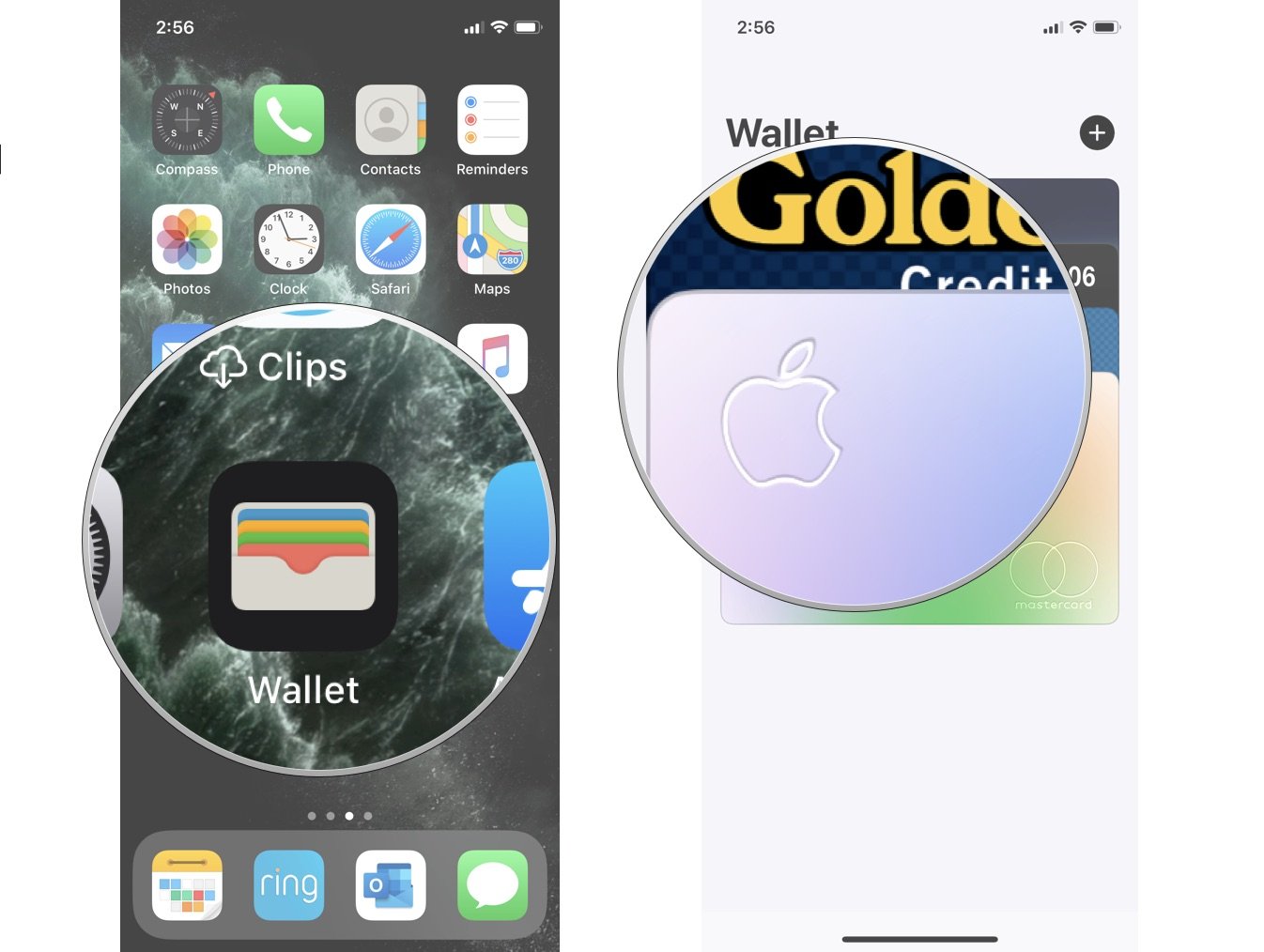 Exporting Apple Card Transactions showing the steps to Open the Wallet app and select your Apple Card