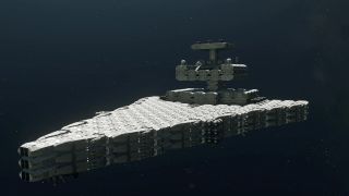 The Imperial Star Destroyer recreated in Starfield.