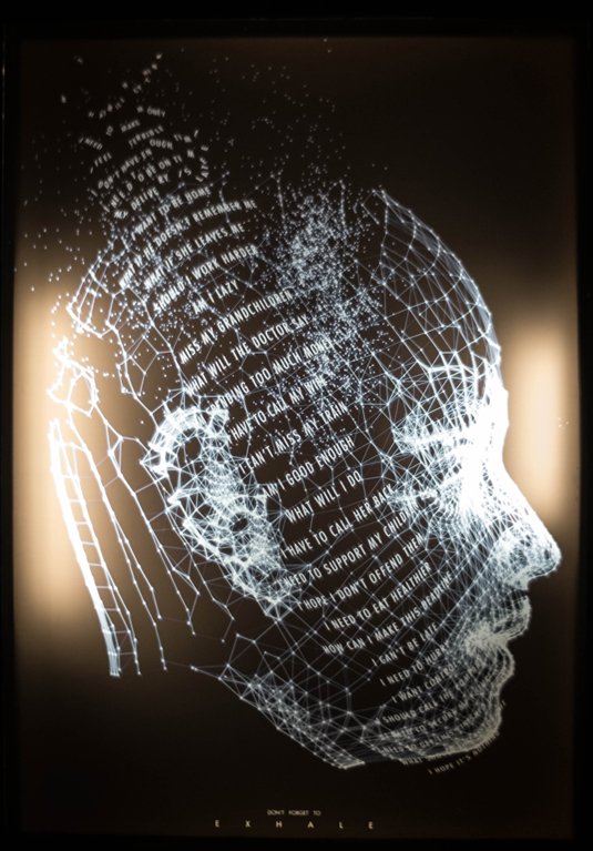Like Sebastian Helene's main piece, the film, this poster visualises stressful thoughts in a graphic way