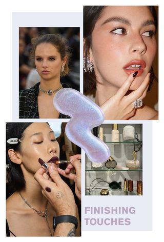 Models wearing finishing touches, a key 2025 beauty trend