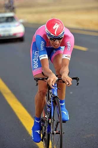 Italy's Alessandro Ballan (Lampre) nears the end of the time trial.