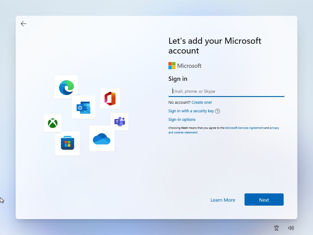 OOBE create a Microsoft account